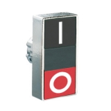 8LM2TBL7122 Толкатель двойной кнопки нажатия с возможностью установки подсветки, в металлическом корпусе, без фиксации,  утапливаемые кнопки, (без крепежного основания ..AU120), Цвет кнопок: черный/красный, символы "I" и "O"