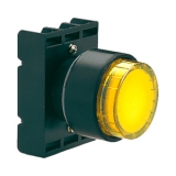 8 LP2T BL205  Толкатель кнопки в пластиковом корпусе, выступающий тип, с возможностью установки подсветки, без фиксации, (в комплекте с крепежным основанием ..AU120), цвет желтый