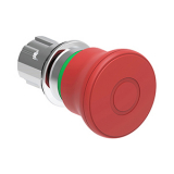 LPSB6744 Грибовидная, нажимная кнопка Platinum, диаметр 40 мм, металлическая, с фиксацией, возврат оттягиванием, цвет красный, для аварийного останова ISO 13850, без крепежного основания LPXAU120M