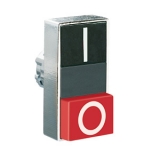 8LM2TB7222  Толкатель двойной кнопки нажатия, в металлическом корпусе, без фиксации,  с 1 выступающей и 1 утапливаемой кнопками, (без крепежного основания ..AU120), Цвет кнопок: черный/красный, символы I-O