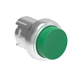 LPSQ203 Металлическая кнопка Platinum диаметром 22 мм, выступающая, с фиксацией, цвет зеленый, без крепежного основания LPXAU120M, возврат двойным нажатием