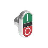 LPSB7123 Кнопка нажатия с двумя плоскими, утапливаемыми кнопками без фиксации, цвета зеленый-красный с символами I-O, без крепежного основания LPXAU 120M
