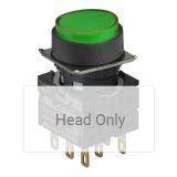 S16PR-E2G Кнопочный выключатель, круглый, 16 мм, выступающие, с фиксацией, Зеленый, (без блоков контактов)