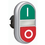 LPCBL7223 Двойная кнопка нажатия с белой подстветкой, цвет зеленый/красный, символ "I-O"