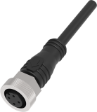 QE12-N4F20 Разъём прямой с кабелем. разъём: M12, 4-pin, мама (гнездо), медно-никелевый сплав + PVC, А-кодирование, Imax-4A, 250VAC/DC; Кабель: 4-жильный, длина 20 м