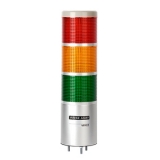 ML8S-F300-RYG  Светодиодная сигнальная колонна, d=86мм, Длина корпуса 100мм, постоянное + мигающее свечение, питание 12-24VDC/VAC, Цвет плафонов - красный, жёлтый, зелёный, Цвет корпуса - белый анадированный алюминий.