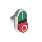 LPSB7223 Двойная кнопка нажатия с одной выступающей и одной утапливаемой кнопками без фиксации, цвета зеленый-красный с символами I-O, без крепежного основания LPXAU 120M