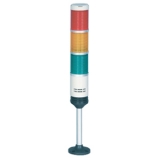 PRPB-320-RYG  Cигнальная колонна с лампами накаливания, диаметр 56 мм, Постоянное свечение + Зуммер 80 Дб, Питание 220В AC, 3 секции, Цвет - Красн./Жёлтый/Зеленый. Установка - алюмин. стойка 18 мм + монтажное пласт. основание. IP20