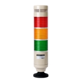 MP8G-B300-RYG  Светодиодная колонна, диаметр 86 мм, монтажное основание из пластика,  тип свечения: постоянное + мигающее + зуммер от 10 до 100 ±5 дБ (на расстоянии 1 м); рег. громкости, Питание 12-24VAC/DC,  3 секции, цвета: Красный, Желтый, Зеленый