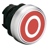 LPCB1104 Толкатель кнопки в пластиковом корпусе, утапливаемый, без фиксации, (без крепежного основания ..AU120), цвет красный с симоволом "O"