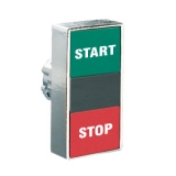 8LM2TB7133 Толкатель двойной кнопки нажатия, в металлическом корпусе, без фиксации,  утапливаемые кнопки, (без крепежного основания ..AU120), Цвет кнопок: зеленый/красный, с символами START/STOP