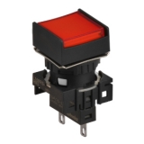 L16RRS-HR12 Сигнальная лампа квадратная, монтажное отверстие: d=16 мм, плафон: выступающий c ограждением с 2 сторон, цвет: красный, блок индикации: питание 12VDC