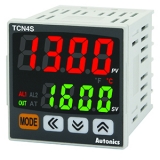 TCN4S-24R-P Температурный контроллер, 1/16 DIN, двойной 4-значный дисплей, ПИД регулирование, релейный и ТТР выход, 2 аварийных выхода, 100-240VAC, подключение через соединительные штекеры