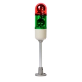 SLP-2FF-RG Светосигнальная колонна d=86мм, монтаж на алюм. стойке с металл. опорой (MAM-DS32), осн. корп. 73мм (пластик), 2 модуля (лампа BA15S) вращающегося свечения: красный/зелёный, питание 110/220VAC, IP42