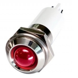 M08R-24R  Светодиодный индикатор D=8 мм, форма головки - круглая, Питание 24VDC, Цвет красный