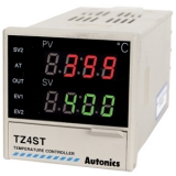 TZ4ST-12S Температурный контроллер c PID-регулятором и 2-мя дисплеями, клеммный тип, питание 24VAC/24-48VDC , 1 аварийный выход,  1 управление ТТР (вкл./ выкл, фазовое управ., циклич. управл.)