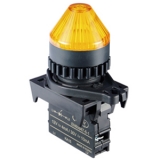 L2RR-L2Y Сигнальная лампа круглая, монтажное отверстие 22/25 мм, плафон конусообразный(выступающий), цвет желтый, без блока индикации