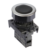 S3PF-P1KA Толкательль кнопки утопленный тип, под отверстие d=30 мм, Цвет кнопки - Черный, с блоком контактов 1 НО