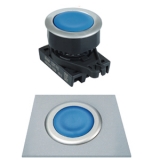 S3PF-P1BA Толкательль кнопки утопленный тип, под отверстие d=30 мм, Цвет кнопки - Синий, с блоком контактов 1 НО