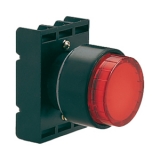 8 LP2T BL204 Толкатель кнопки в пластиковом корпусе, выступающий тип, с возможностью установки подсветки, без фиксации, (в комплекте с крепежным основанием ..AU120), цвет красный