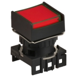 L16RRS-HR Корпус сигнальной лампы LED БЕЗ блока индикации (материал: пластик): форма лампы квадратная, монтажное отверстие: d=16 мм, плафон: выступающий c ограждением с 2 сторон, цвет: красный, питание НЕТ