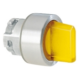 8LM2TSL1305 Переключатель с подсветкой в металлическом корпусе с короткой ручкой (без крепежного основания ..AU120), 3 положения с фиксацией 1-0-2, цвет желтый