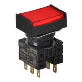 S16PRT-H3R2C12 RED/2C/LED 12V Кнопочный выключатель, прямоугольный, 16 мм