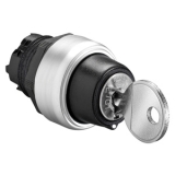 LPCS370R3433E Переключатель пластиковый с ключом (без крепежного основания ..AU120), 3 положения без фиксацией 1>0<2, Точка извлечения ключа в центральном положении, 3433E