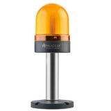 SNT-S715-FB-3-10T Сигнальный маяк 70 мм, куполовидный, монтаж гайкой 22 мм, стойка 10 см, мигающее свечение, Жёлтый, 24V/DC, IP65. Зуммер