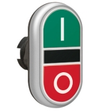 LPCB7123 Двойная кнопка нажатия, 2 плоских кнопки с пружинным возвратом, цвет зеленый/красный, символы I-O
