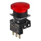 S16BR-H1RC RED/1C Пусковой кнопочный выключатель, позиция: 16 мм, размер кнопки:23,5, без подсветки,цвет: красный, блок контактов:контакт С:1