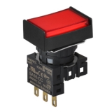 S16PRT-H1RC RED/1C Кнопочный выключатель, прямоугольные, позиция: 16 мм,тип ограждения: с ограждением с 2 сторон, тип эксплуатации:возврат, красный, Блок контактов: контакт С:1