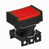 L16RRT-HR Сигнальная лампа прямоугольная, монтажное отверстие: d=16 мм, плафон: выступающий c ограждением с 2 сторон, цвет: красный, корпус сигнальной лампы (БЕЗ блока индикации)