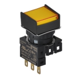 S16PRS-H1YC YELLOW/1C Кнопочный выключатель, квадратный, позиция: 16 мм,тип ограждения: с ограждением с 2 сторон, тип эксплуатации: возврат, желтый, блок контакта: контакт С:1