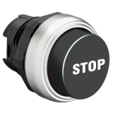 LPCB2132 Толкатель кнопки пластиковый, выступающий тип, без фиксации, (без крепежного основания ..AU120), Вет толкателя: Черный, с символом STOP