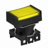 L16RRT-HY Сигнальная лампа прямоугольная, монтажное отверстие: d=16 мм, плафон: выступающий c ограждением с 2 сторон, цвет: желтый, корпус сигнальной лампы (БЕЗ блока индикации)