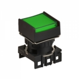 L16RRS-HG  Сигнальная лампа квадратная, монтажное отверстие 16 мм, плафон выступающий c ограждением с 2 сторон, цвет зеленый, без блока индикации