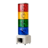 MSGT-410-RYGB 110VAC Светодиодная сигнальная колонна, квадратный корпус, громкость звука 100 дБ, питание 110VAC, 4 секции, цвет красный/желтый/зеленый/синий