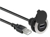 LPFD01L100 Интерфейс USB3.0 разъем, соединение типа A-A "мама". Переходник под диаметр отверстия d30мм, с кабелем длиной 1 м