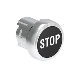 LPSB1132 Нажимная кнопка Platinum диаметром 22 мм, утапливаемая, без фиксации, с пружинным возвратом, символ STOP, цвет черный, без крепежного основания LPXAU120M