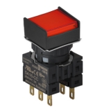 S16PRS-H3R2C5 RED/2C/LED 5V Кнопочный выключатель, квадратный, 16 мм