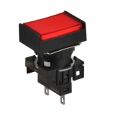L16RRT-HR12 RED 12V Сигнальная лампа,плоская,прямоугольная (с ограждением с 2 сторон) выступающая, 16 мм