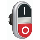 LPCBL7222 Двойная кнопка нажатия с белой подстветкой, цвет черный/красный, символ "I-O"