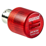 IKMF024K Светодиод LED 24VAC/DC, цоколь BA15S, цвет красный, стробоскопический