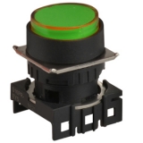 L16RR-EG  Сигнальная лампа, плоская, круглая, выступающая, 16 мм, зеленая, без блока подсветки