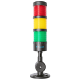 PVO1-324F-RYG Светодиодная сигнальная колонна Raventek, диаметр 64 мм, Режим свечения - постоянное с зуммером, 3 цвета RYG (красный, желтый, зеленый), питание 24VDC, универсальное крепление с изменением угла наклона, IP65, кабель 2м