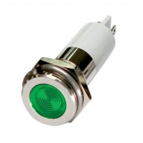H08F-24G Светодиодный индикатор высокой интенсивности D=08 мм, форма головки - плоская, Питание 24VDC, Цвет зеленый