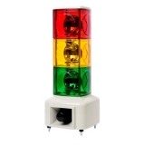 MSGT-310-RYG 110VAC Светодиодная сигнальная колонна, квадратный корпус, громкость звука 100 дБ, питание 110V AC, 3 секции, цвет красный/желтый/зеленый