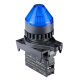 L2RR-L2B Сигнальная лампа круглая, монтажное отверстие 22/25 мм, плафон конусообразный(выступающий), цвет синий, без блока индикации