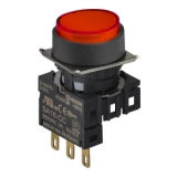 S16PR-E1RC RED/1C Кнопочный выключатель, круглые, позиция: 16 мм,тип ограждения: выступающие, тип эксплуатации: возврат, красный, блок контактов: контакт С:1